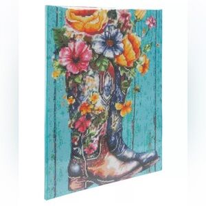 Colorful Floral Cowboy Boots Canvas Diamond Art Viral TikTok
